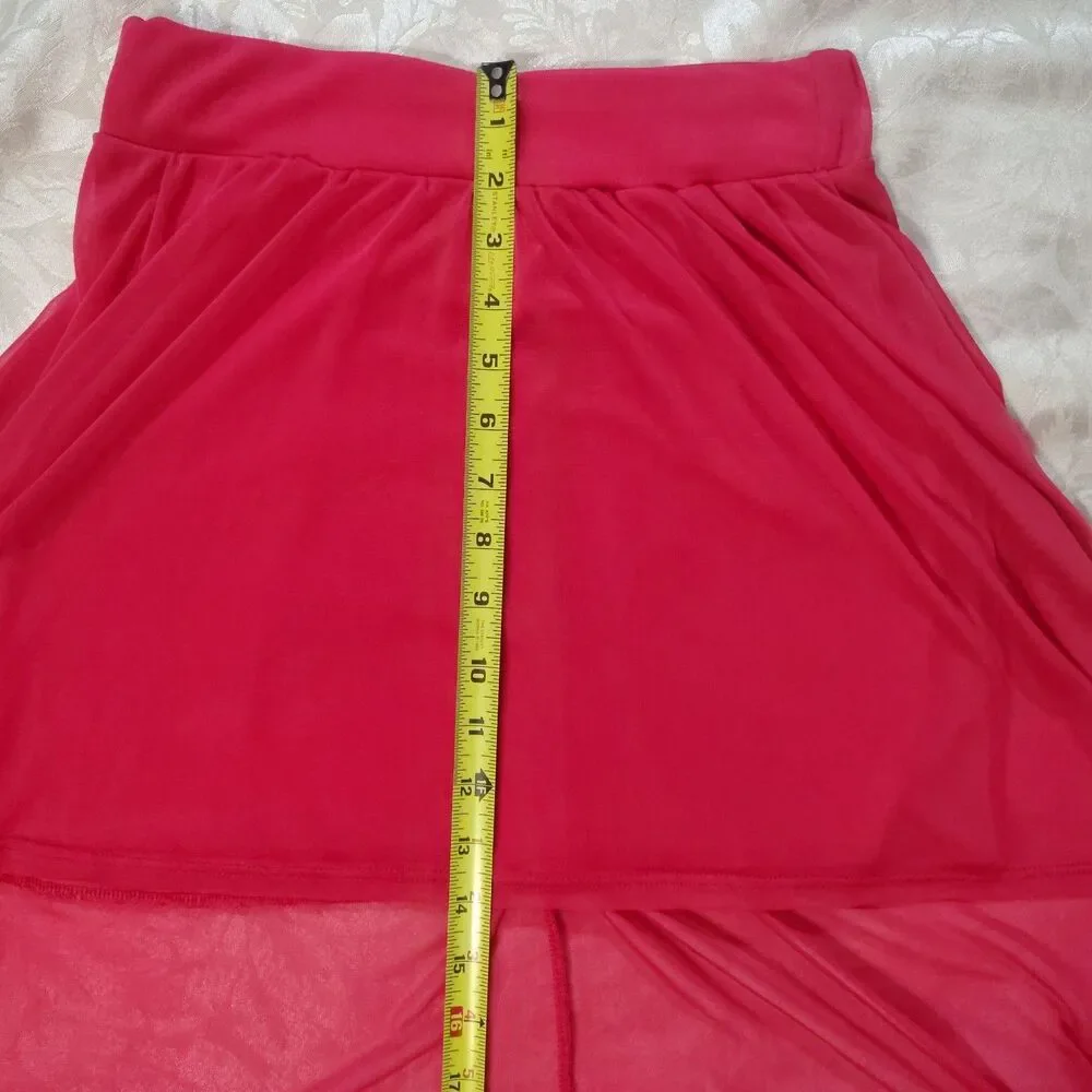 Body Central Coral Sheer High Low Maxi Skirt Swim Cover Up Medium